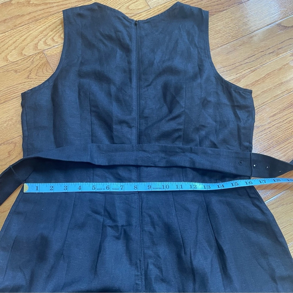 LOFT black linen jumpsuit romper wide leg pants belted Sz 6 - Picture 5 of 16